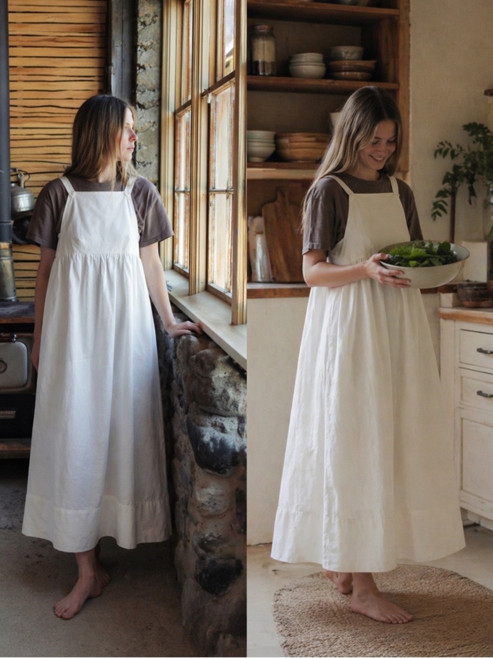 NWT Rudy Jude Organic Cotton Adult Apron Dress in Salt Size S